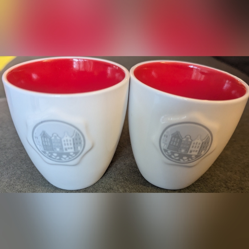 Amsterdam Canal House Print Ceramic Coffee Mugs - Set Of 2